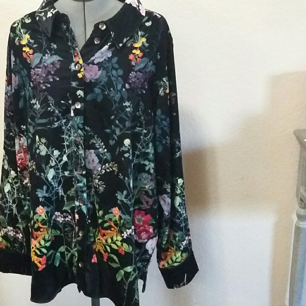 Soft Surroundings Velvet Multi Button Blouse Sz 3X